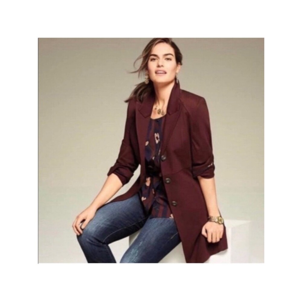CABI Long Boss Jacket and top Style 3545 Burgandy Size MED - Picture 2 of 13